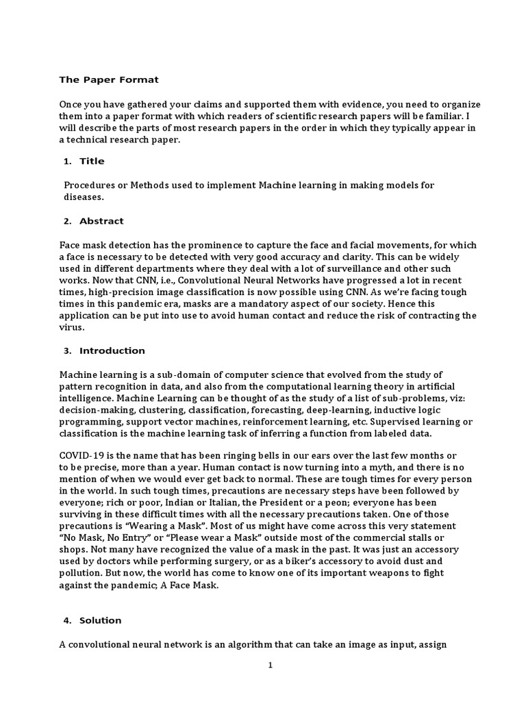 ML for Face Mask Detection PDF