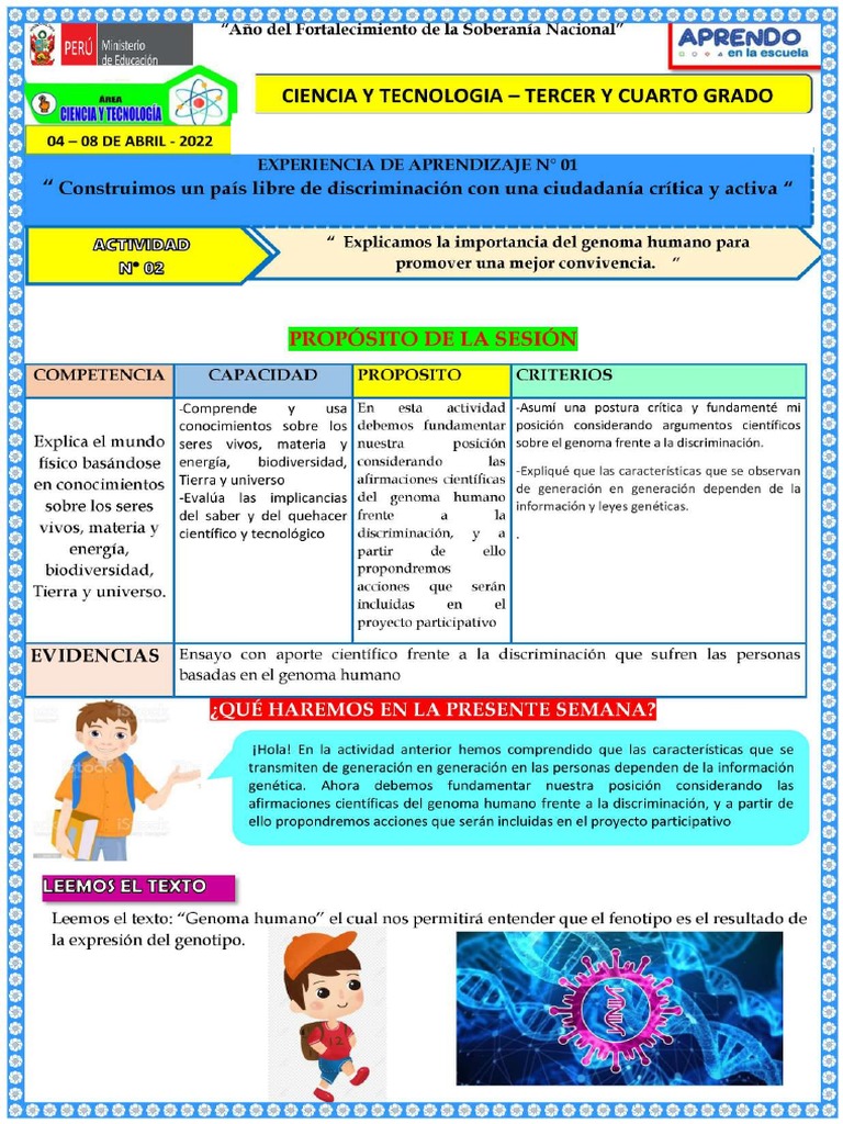 Experiencia de Aprendizaje 1 - Ciencia y Tecnologia - Actividad 2 ...