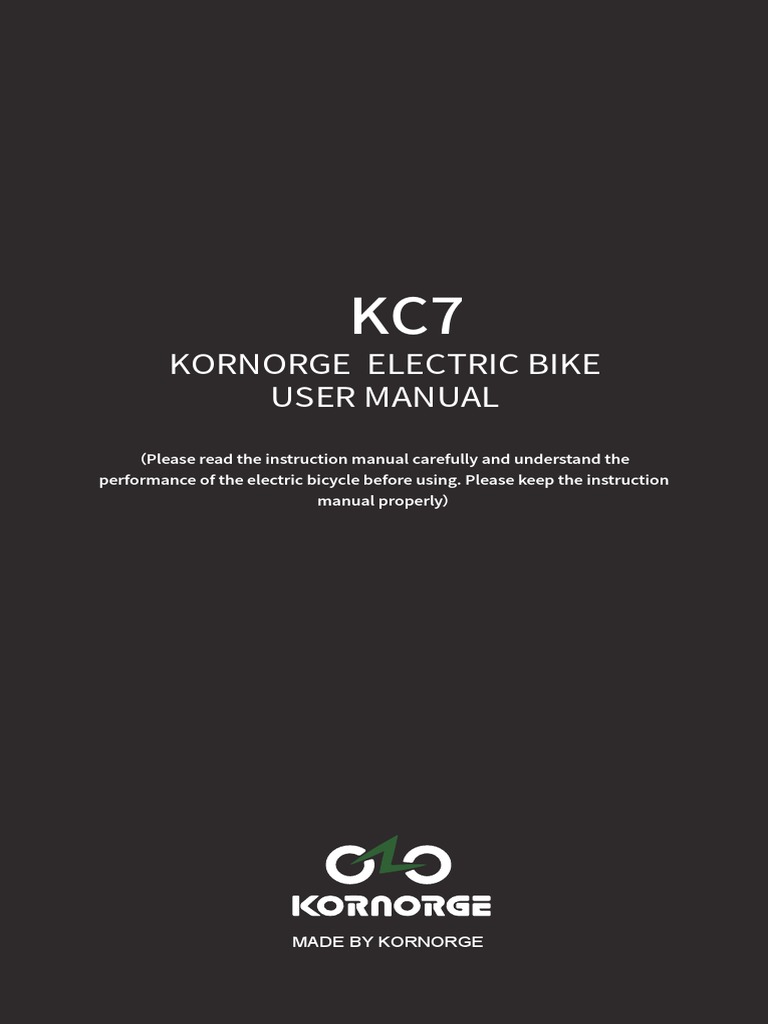 Kornorge KC7 Electric Bike Manual | PDF