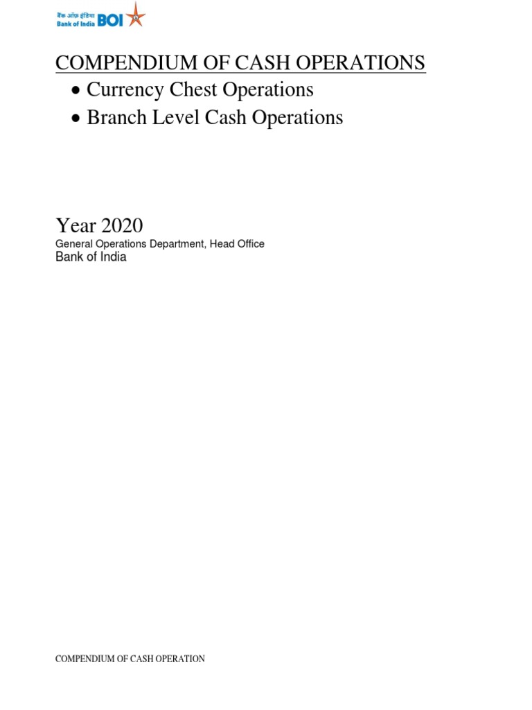 Compendium of Cash Operations in Currency Chest and Branches 04.07.2020