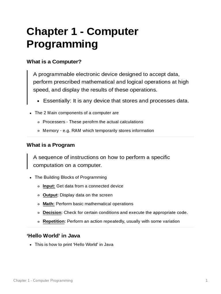 Chapter 1 Computer Programming PDF Chapter 1 computer programming pdf
