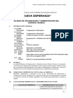 "Nueva Esperanza": Silabus de Organización Y Administración Del Soporte Técnico