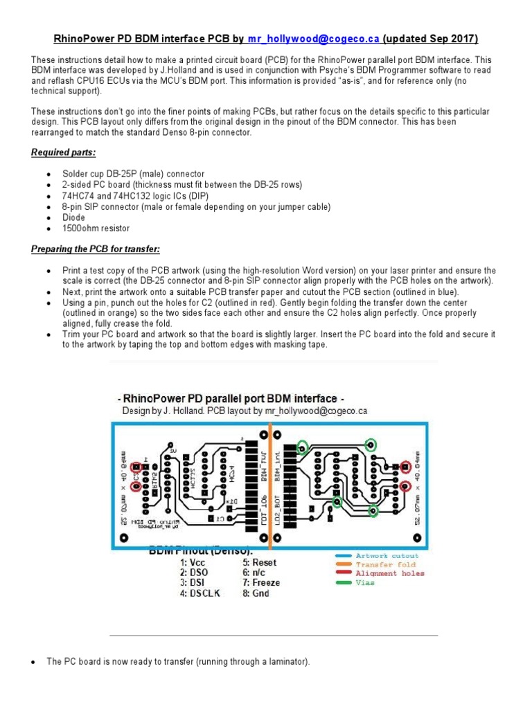 RhinoPower BDM Interface PCB Guide | PDF | Printed Circuit Board ...