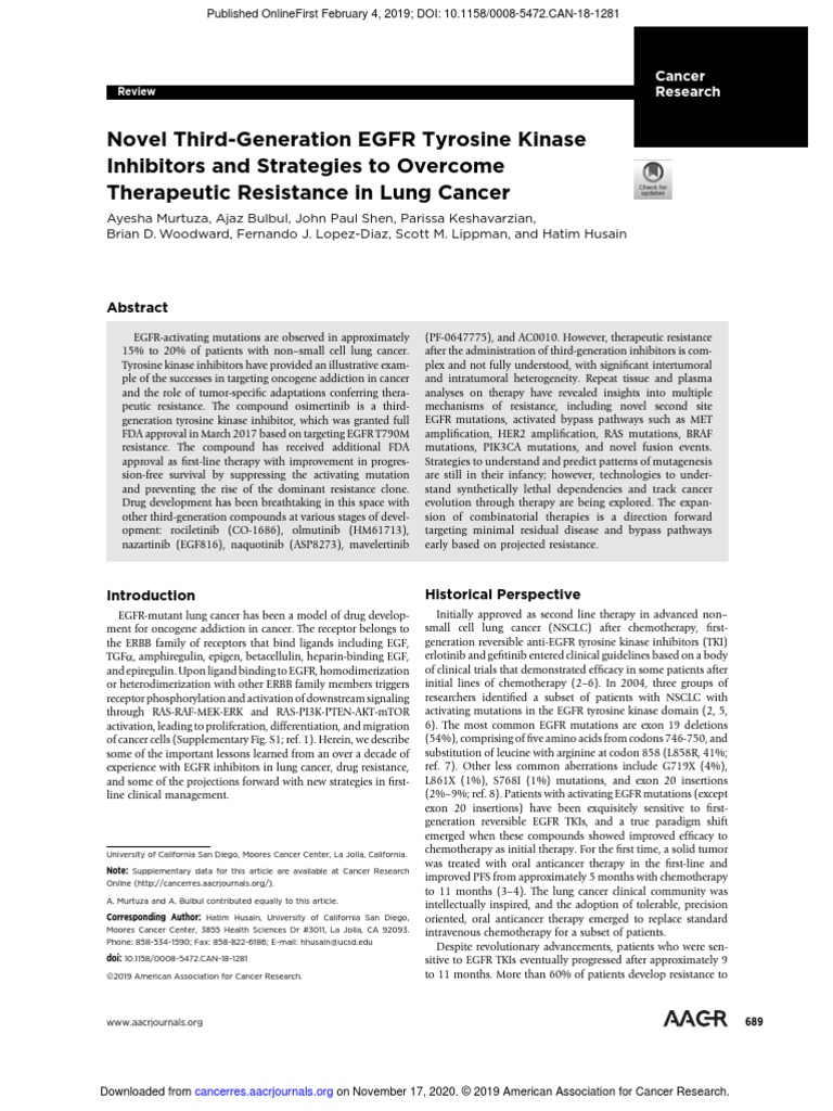2019 - Novel Third-Generation EGFR Tyrosine Kinase Inhibitors and ...