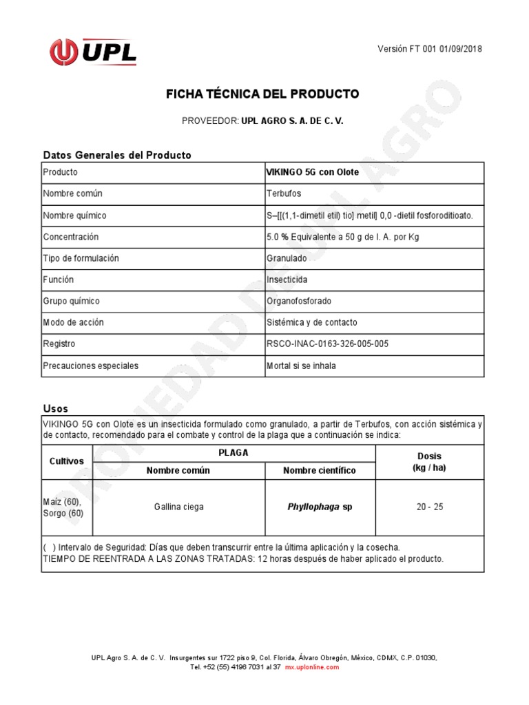 Ficha Técnica Insecticida Vikingo 5G | PDF | Medicina CLINICA ...