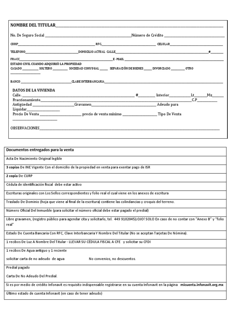 Documentos Para Venta De Propiedad Pdf
