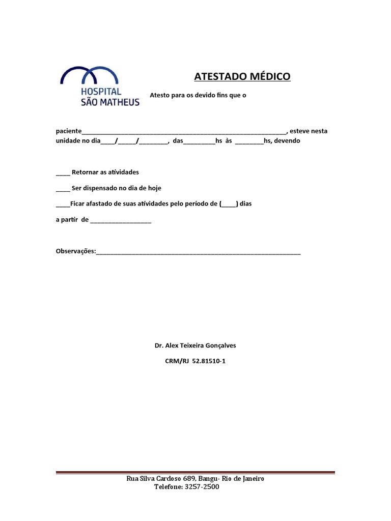 ATESTADO MÉDICO | PDF