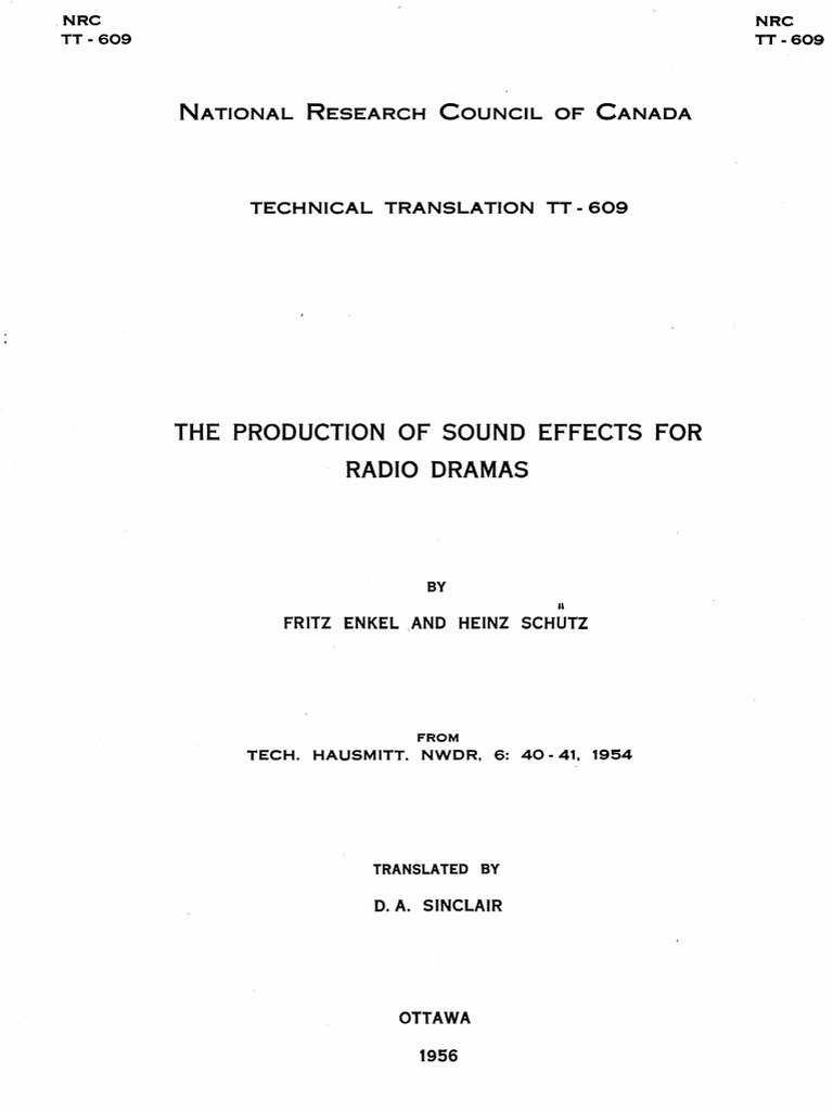 The Production of Sound Effects for Radio Dramas PDF Sound
