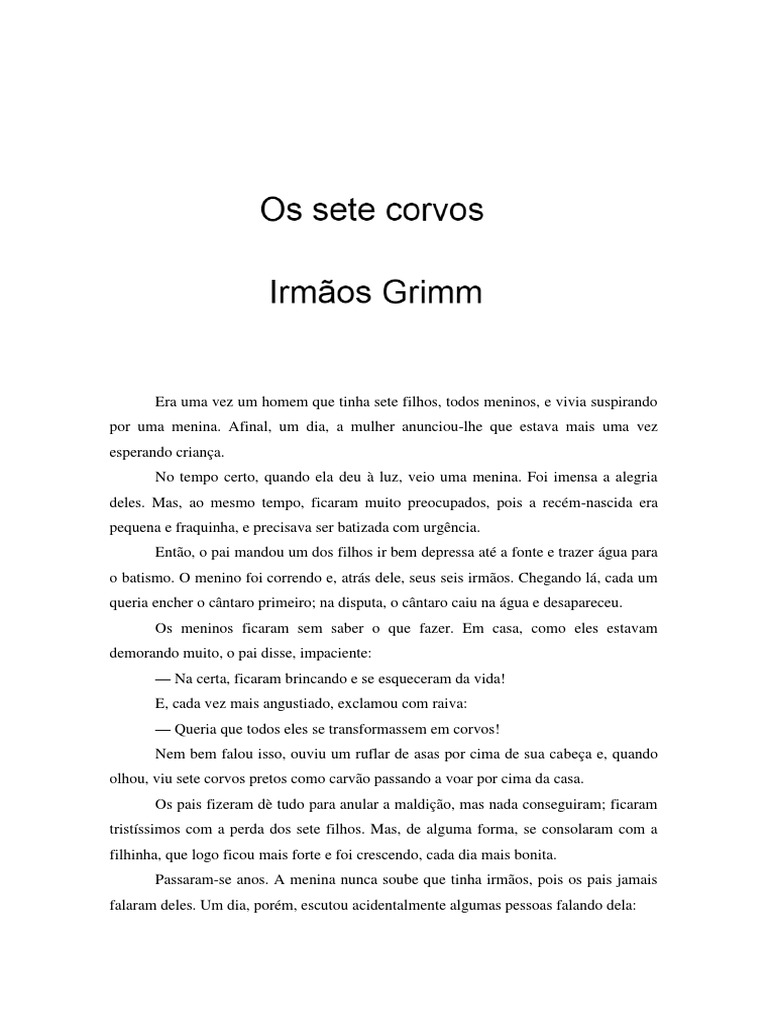 8 Os Sete Corvos Autor Hermanos Grimm | PDF