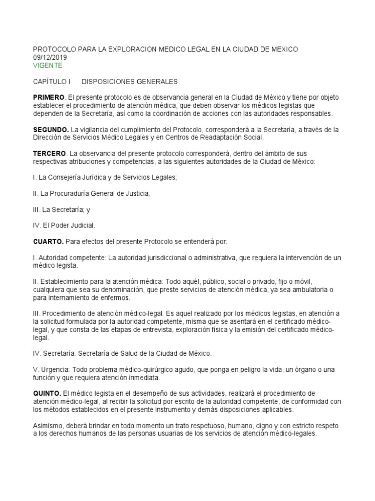 Protocolo Médico Legal CDMX | PDF | Jurisprudencia médica | Ciudad de ...