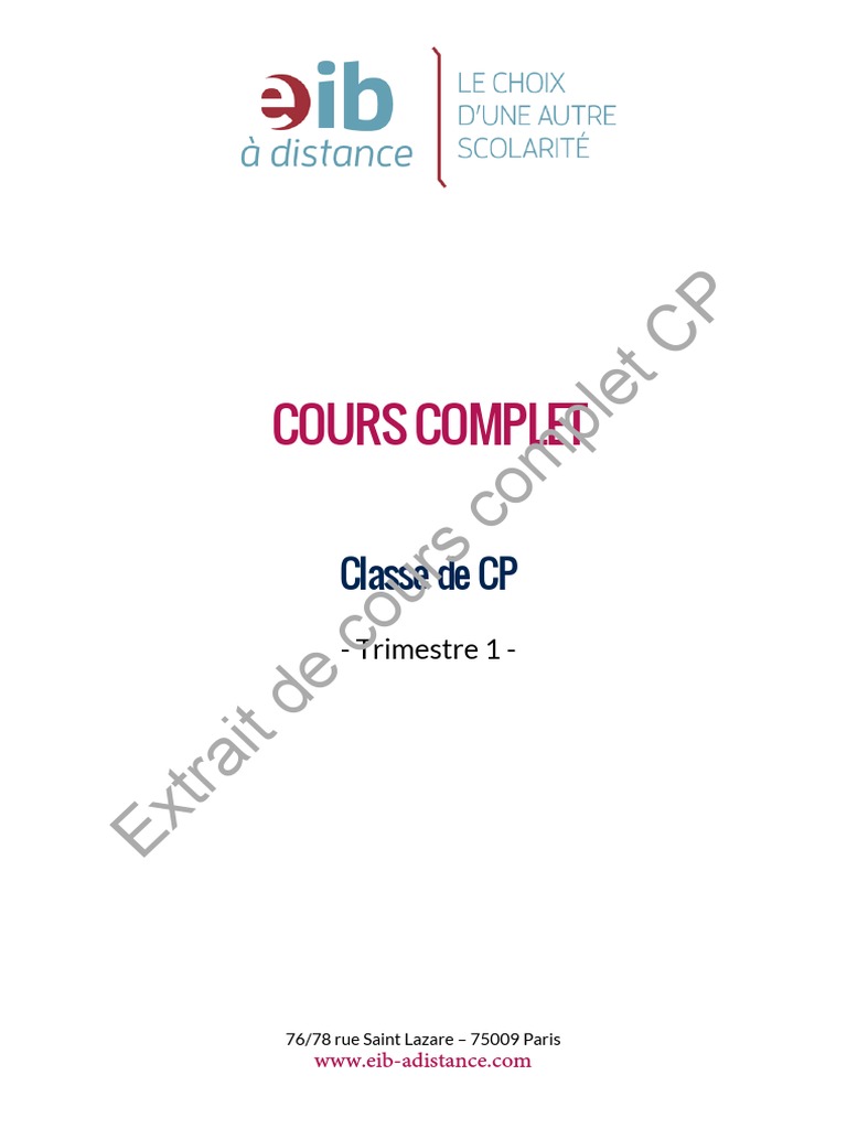 Cours Complet CP - Trimestre 1 | PDF
