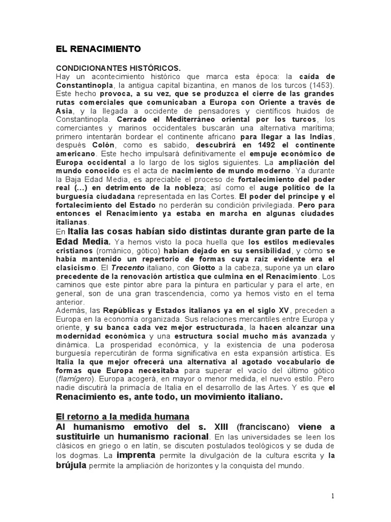 06A Renacimiento Quattrocento Arquitectura Escultura Pintura | PDF ...