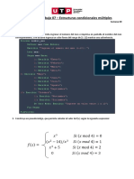 Cuestionario de Práctica de Principios de Algoritmos (Estructura Condicional Multiple Según)