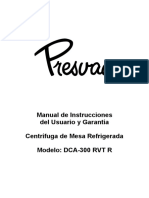 Centrífuga, Presvac, DCA-300 RVT R, Manual Ususrio, Español