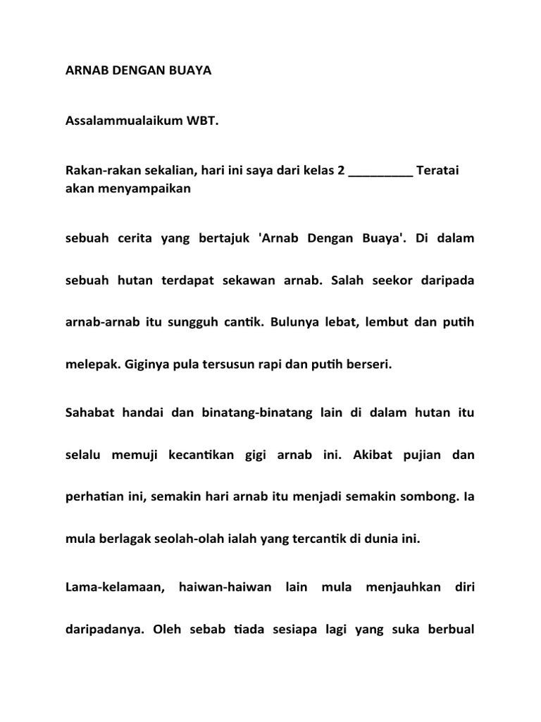 Cerita 2is arnab dengan buaya pdf