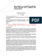 Ordenanza Que Regula La Gestión Integral de Los Residuos Sólidos en El Ámbito Del Distrito de Pocohuanca