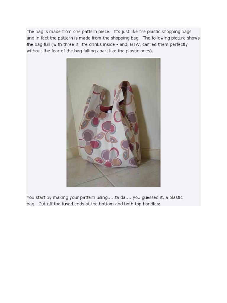 Reusable Shopping Bag Sewing PDF Seam (Sewing) Sewing
