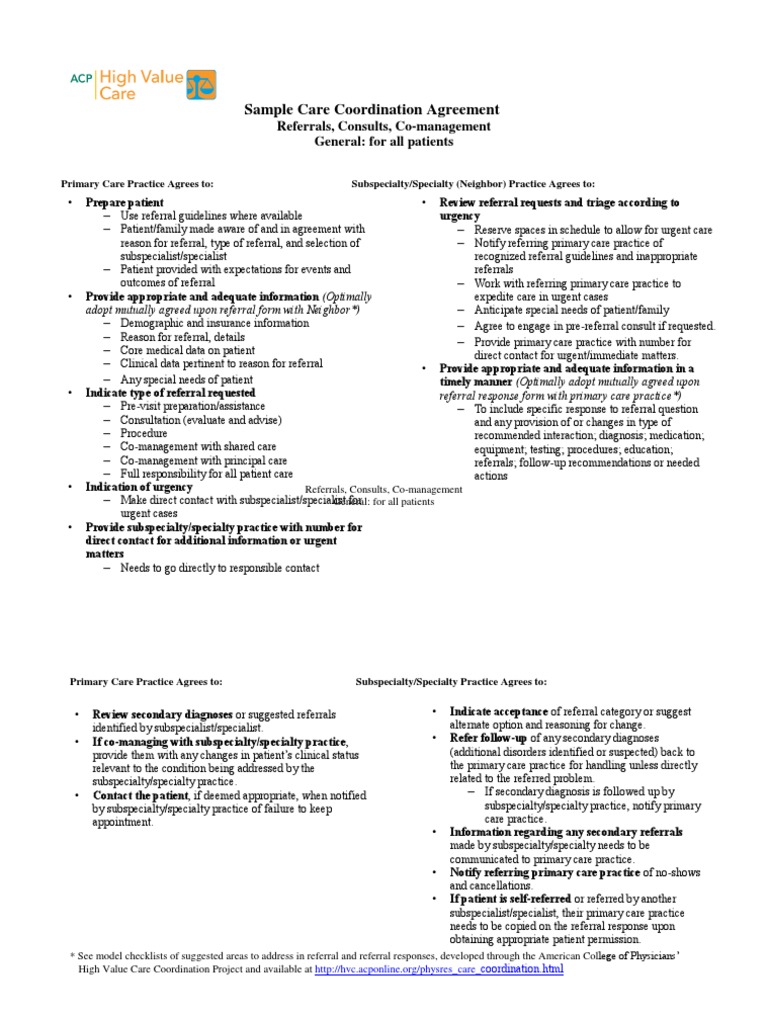 Care Coordination Agreement Template | PDF | Medical Diagnosis ...