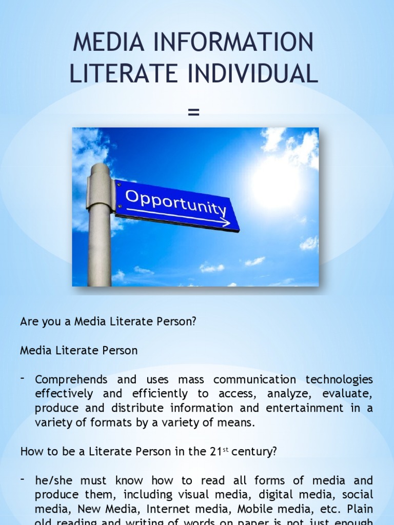 Media Literate Person | PDF | Mass Media | Information