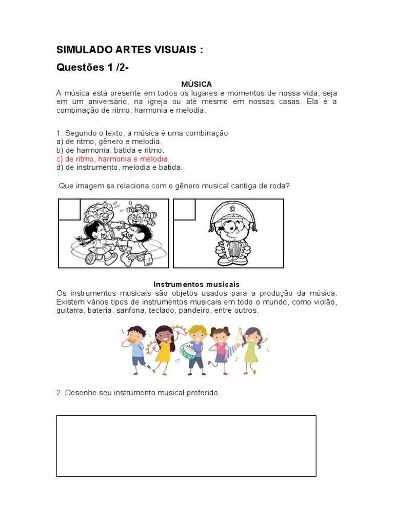 Simulado de Artes: Música e Ritmos | PDF