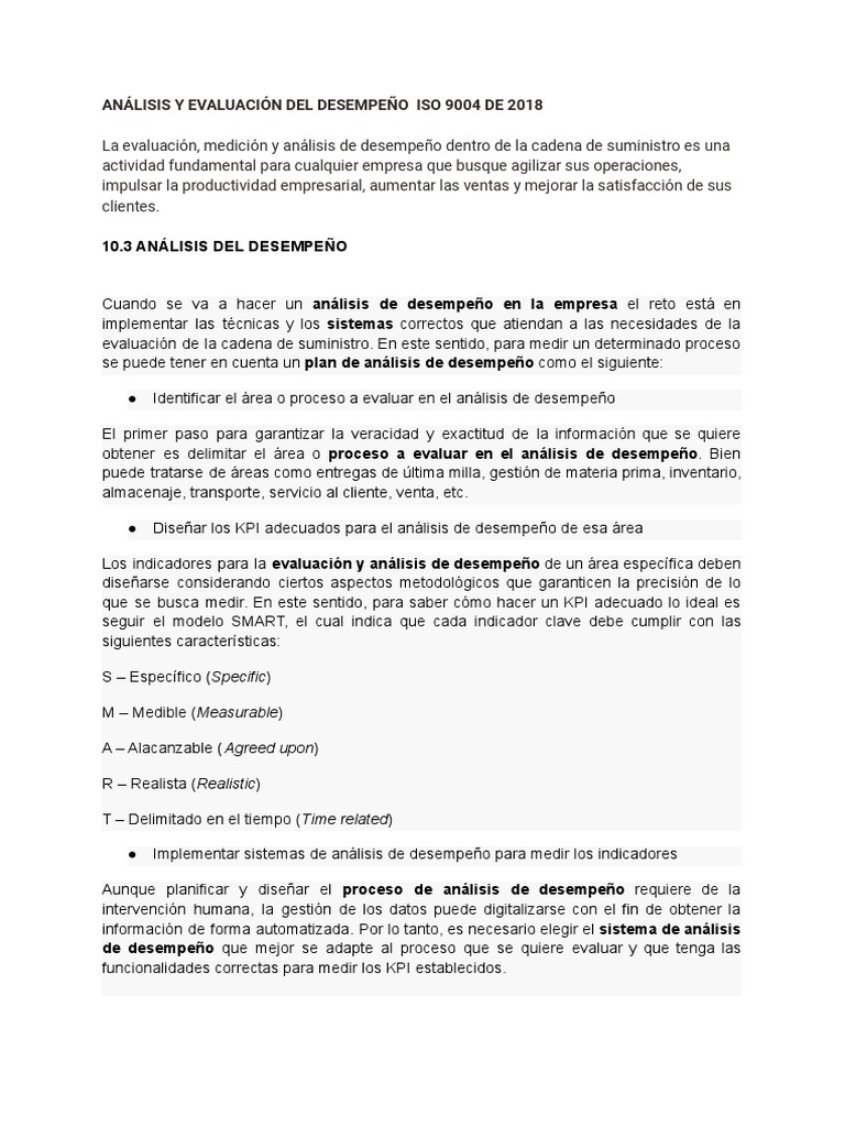Iso 9004 2018 | PDF | Indicador de rendimiento | Evaluación