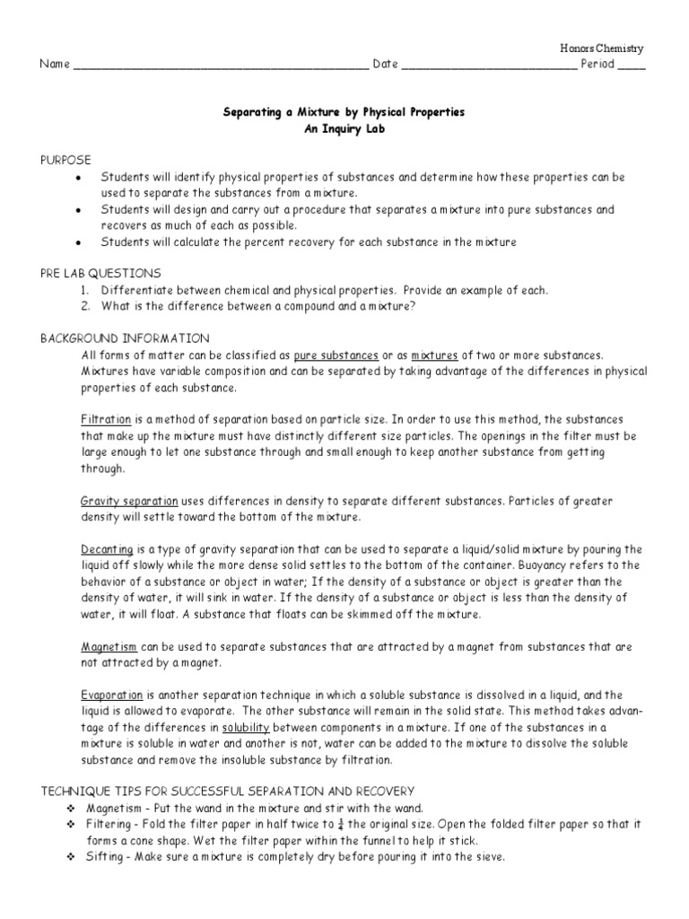 Separation Lab Quantitative PDF Mixture Filtration