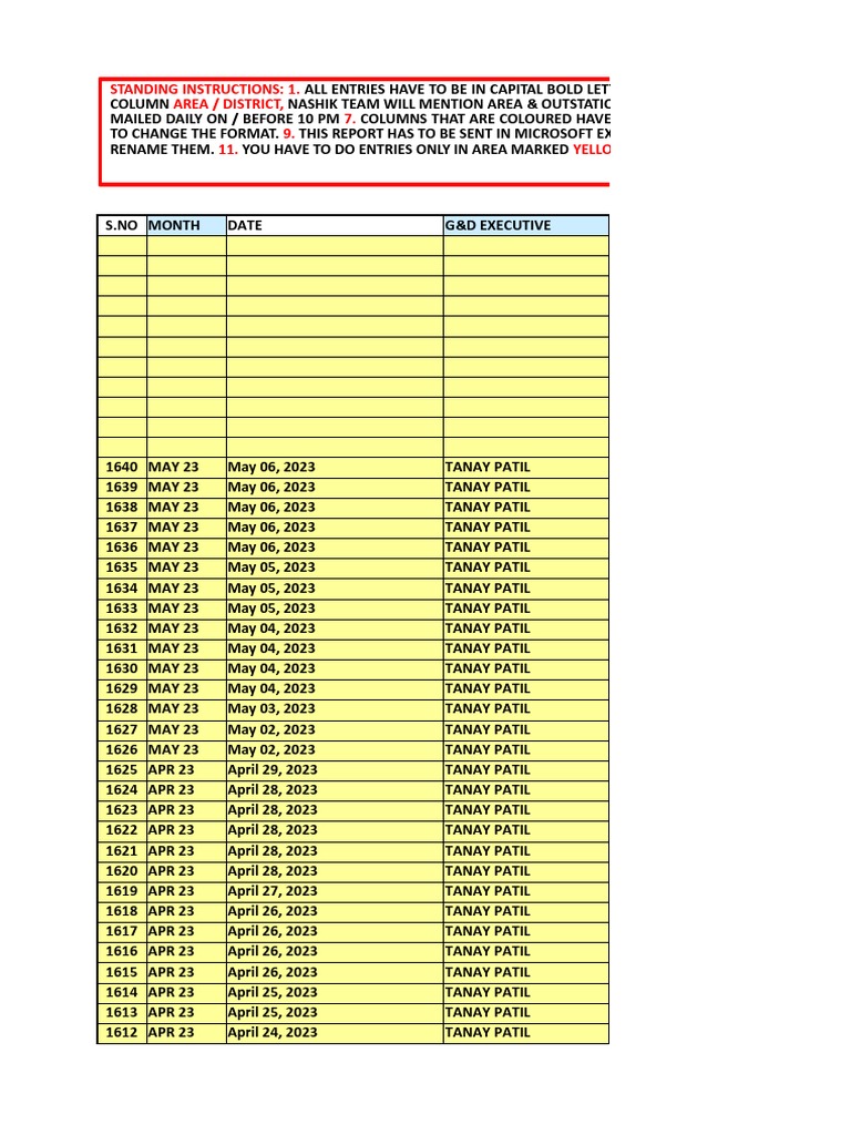 Daily Working Report