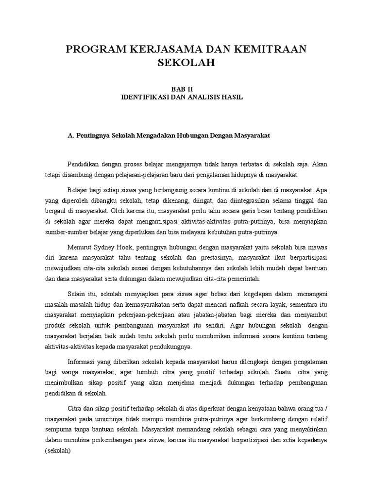 Program Kerjasama Dan Kemitraan Sekolah | PDF