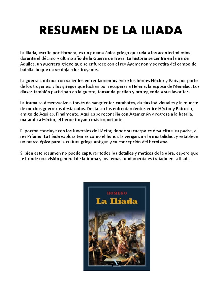 Resumen de La Ilíada de Homero | PDF