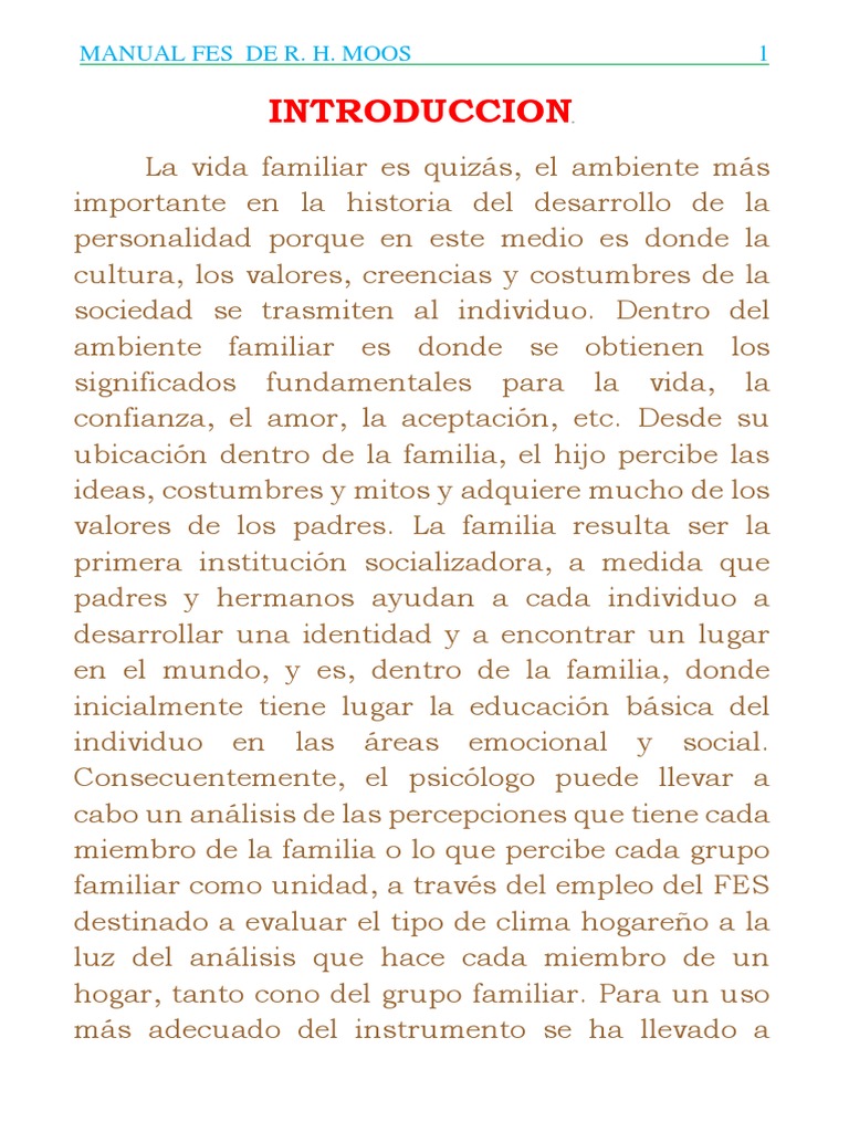 Manual de la Escala FES para Familias | PDF