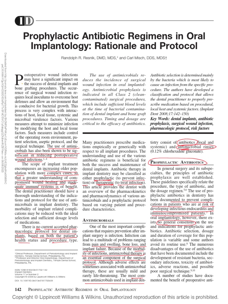 Prophylactic Antibiotic Regimens in Oral.4 PDF Surgery Dental Implant