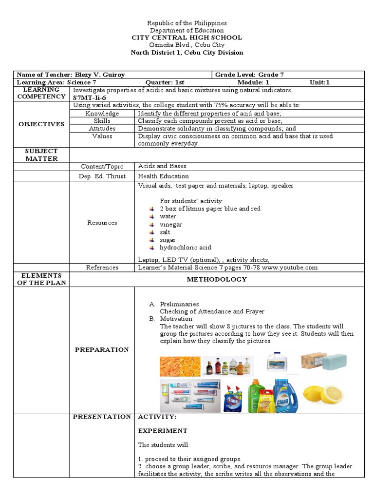 Grade 7 Science: Acids and Bases Module | PDF