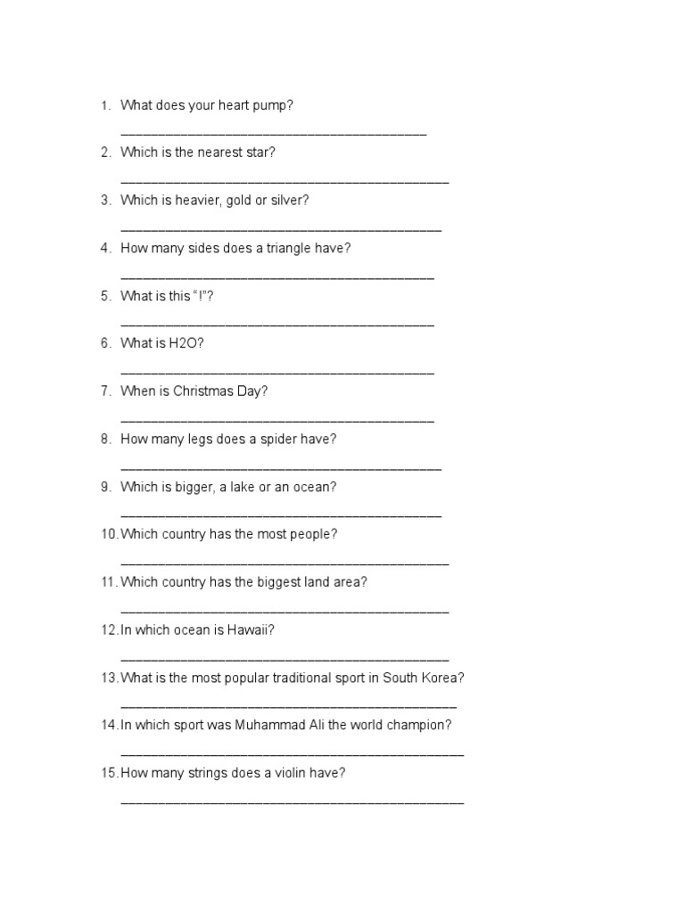 General Knowledge Quiz | PDF