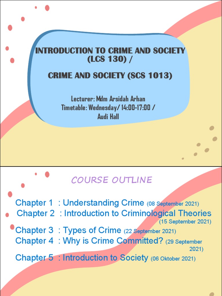Chapter 1 Crime and Society by Arhan 08092021 | PDF | Crimes | Crime ...