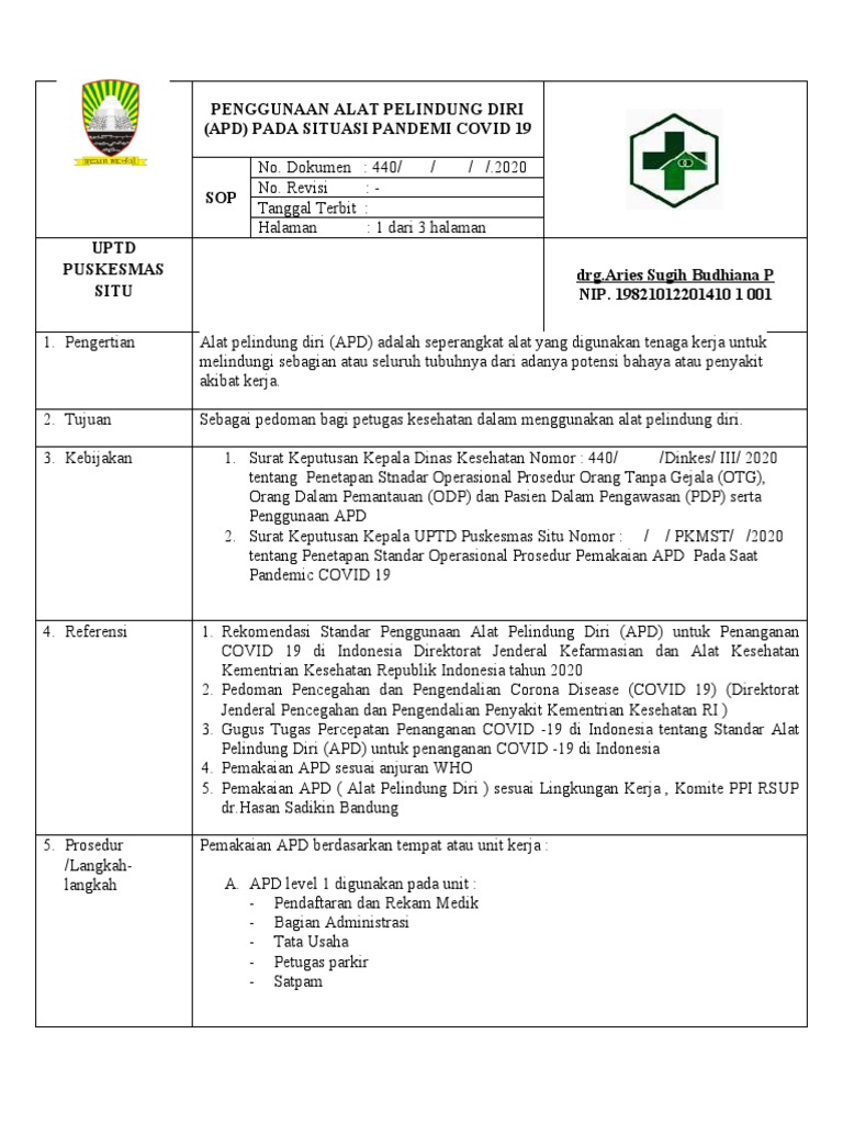 SOP Penggunaan APD Saat Pandemi COVID-19 | PDF