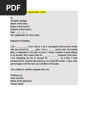 Bank Loan Application Letter