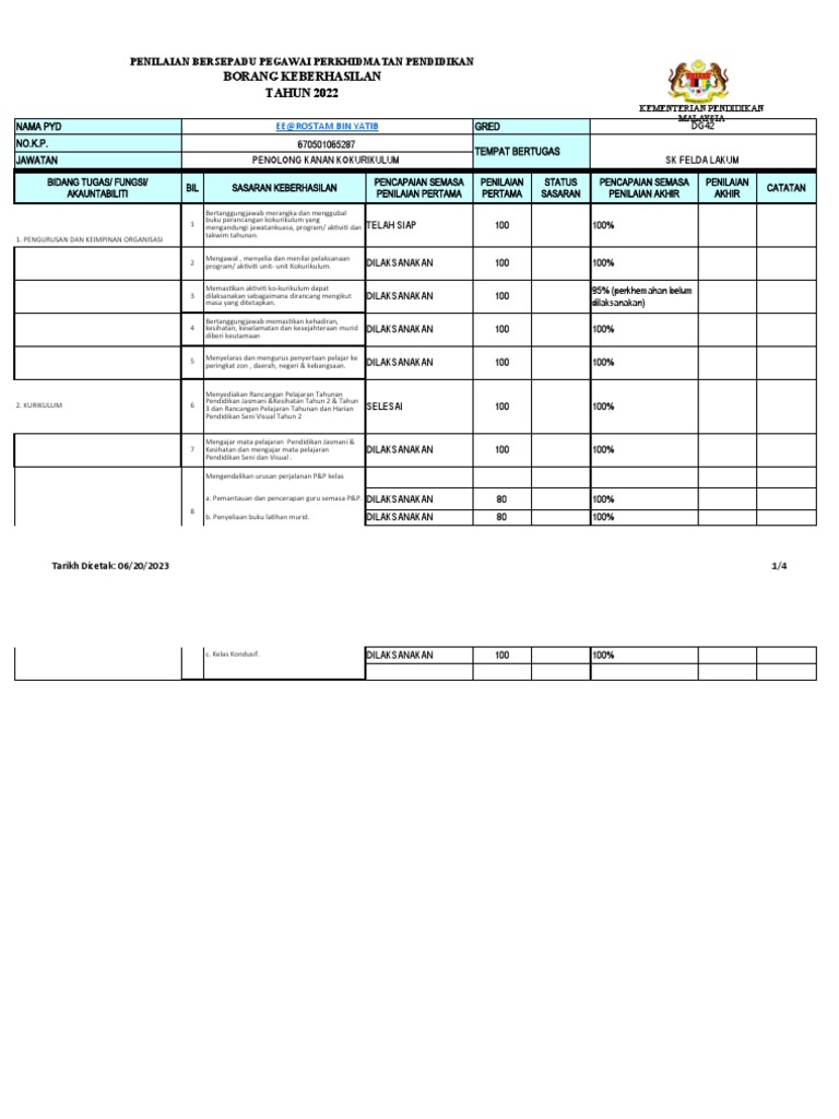 BORANG KEBERHASILAN_2022 (xls) | PDF