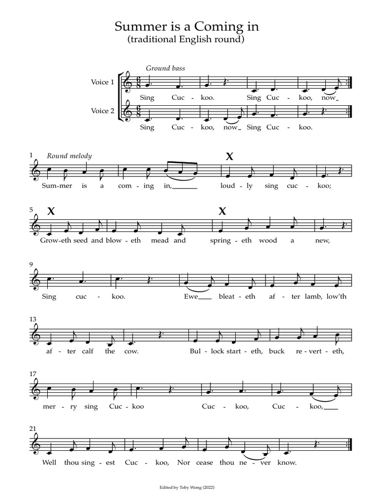 Summer is a coming in traditional english round full score pdf
