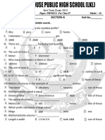 Section-A: Name: - Roll - No: - Q1. Fill in The Blanks With Suitable Words