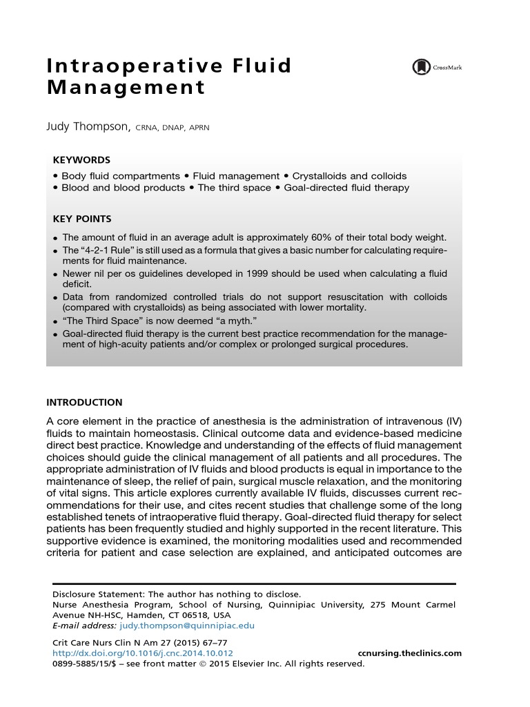 Fluid Management PDF Blood Saline (Medicine)