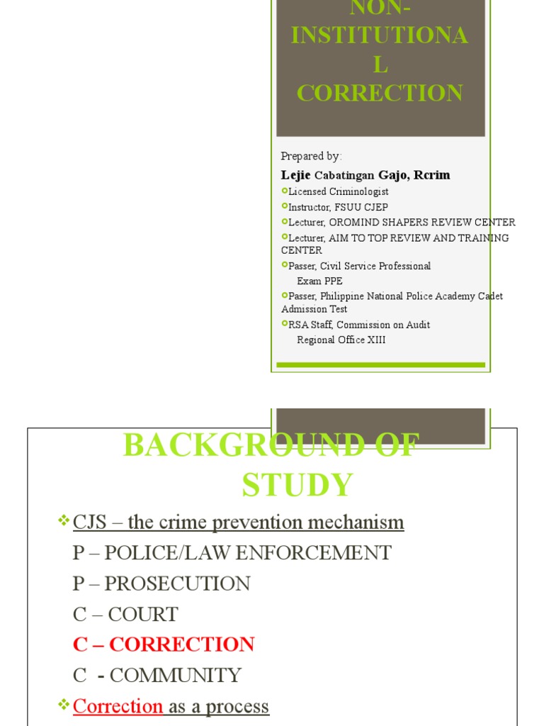 NON INSTITUTIONAL CORRECTION Final | Download Free PDF | Probation | Crimes