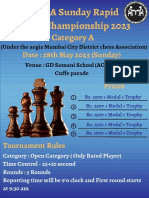 SMCA Sunday Rapid Chess Championship 2023 Date 28th May 2023 (Sunday) Venue GD Somani School (AC Hall) , Cuffparade (Under the Aegis Mumbai City District Chess Association) Prizes Tournament Rules Category Ope (1)