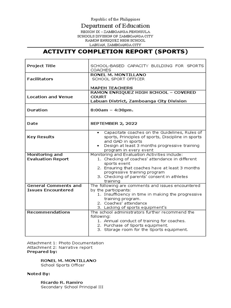 Sports Narrative Report PDF