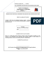 Enclosure No 03 PRESENTATION PORTFOLIO ASSESSMENT DECLARATION AND CERTIFICATION FORM