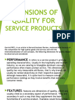 Dimensions of Quality For Service Products