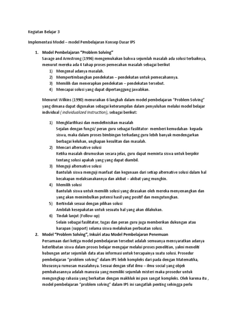 Enam Langkah Model Problem Solving IPS | PDF