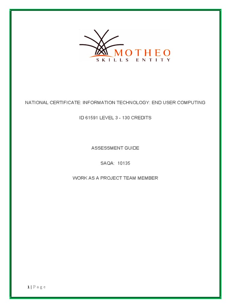 SAQA - 10135 - Assessment Guide | PDF | Educational Assessment ...