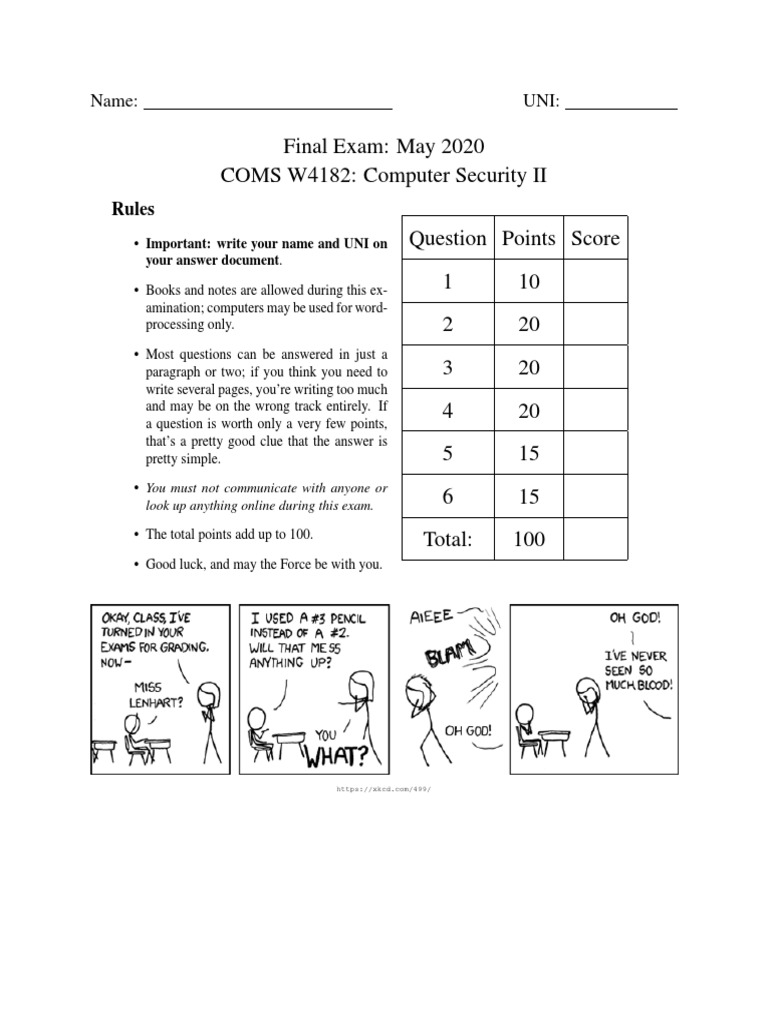 Computer Security II Final Exam Guide | PDF