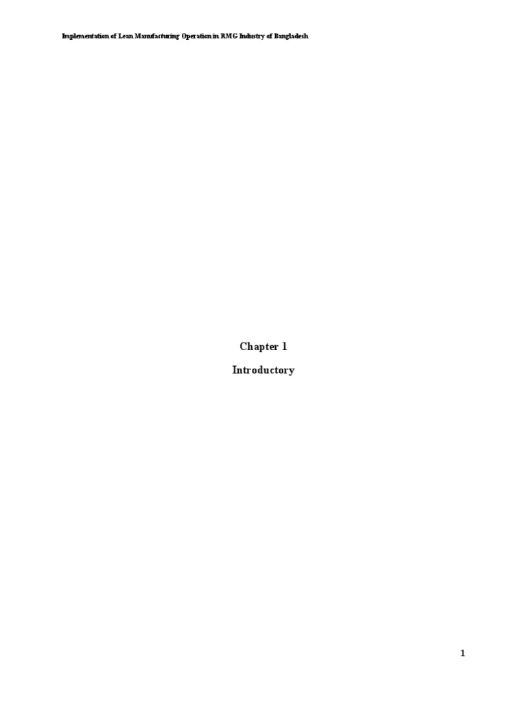 Implementation Of Lean Manufacturing Operation In Rmg Industry Of