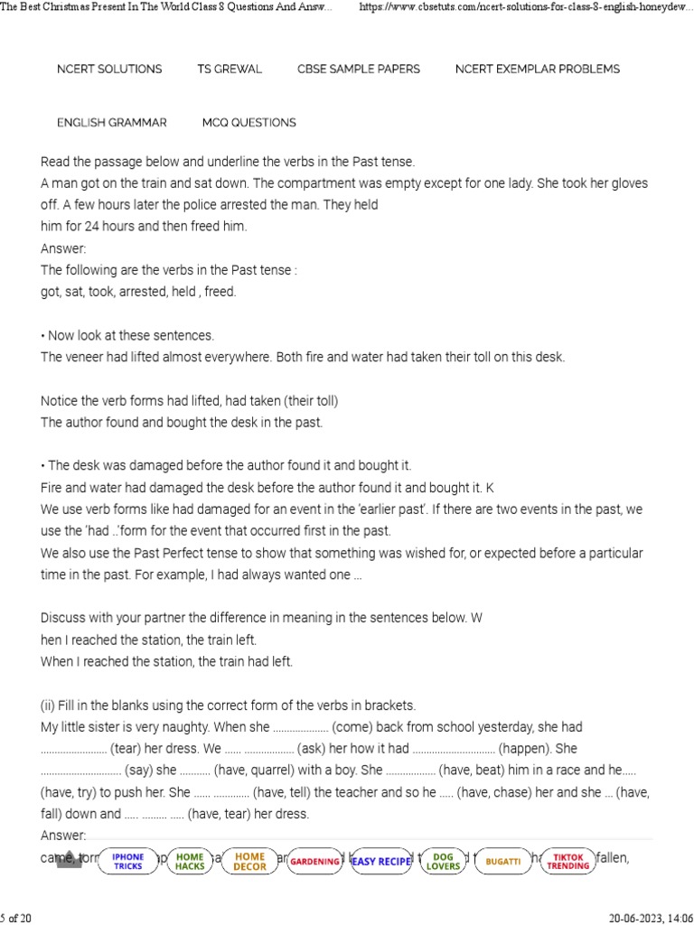 The Best Christmas Present in The World Class 8 Questions and Answers